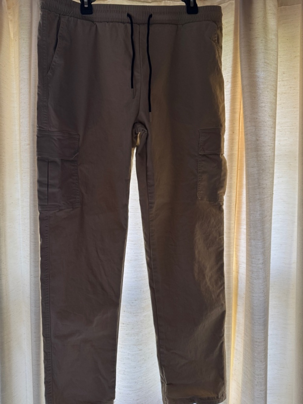 Men's Cargo Pants with Drawstring Waist - Taupe